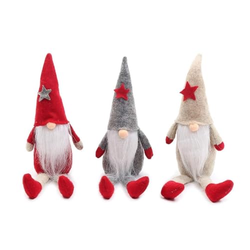 PLCPDM 3 Stück/Set Merry Christmas Long Hat Swedish Santa Plush For Ornaments Handmade Toy Home Party Decor von PLCPDM