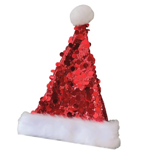 PLCPDM Pompons Weihnachtsmannmützen für Kinder Erwachsene Familientreffen große Pailletten Weihnachtsmannmützen Festival Requisiten Party Kopfschmuck von PLCPDM