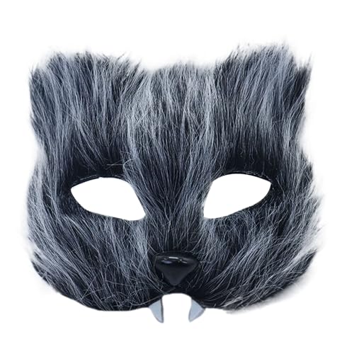 PLCPDM Realistische Fellkatzen-Maskerade, Halbgesichtsbrille für Damen und Herren, Halloween, Cosplay, Maskerade, Kostüm, Brillen von PLCPDM