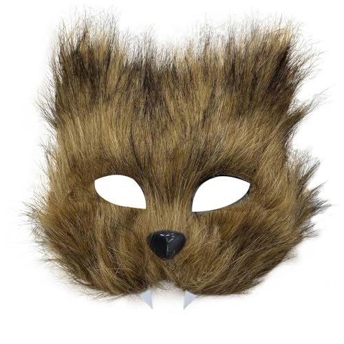 PLCPDM Realistische pelzige Katzen, Maskerade, Halbgesichtsbrille für Damen und Herren, Halloween, Cosplay, Maskerade, Kostüm, Brillen von PLCPDM