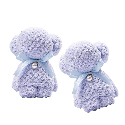 PLCPDM Set Von 2 Bear Towel Geschenk 30x30 cm Komfortable Waschlappen Sauert Saugfähig Für Hochzeitsfeier Brautduschen Supplies von PLCPDM