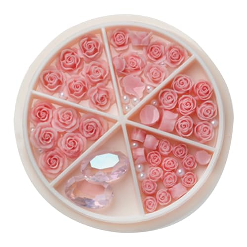 Rosenblüten, runde Perlen, 3D-Blumen, Strasssteine, Charm-Dekoration für Acrylnägel von PLCPDM