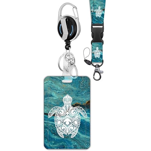 Schöne Schildkröten Lanyards Mit Abzeichen Rollen Carabiner Clip Card Hold Beautiful Halsriemenname Auszeichenhalter Für Schüler von PLCPDM