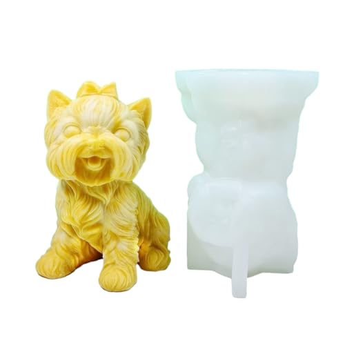 Silikonform für 3D-Kerzen, sitzender Hund, handgefertigt, Desktop-Dekoration, Gips-Ornamente, Kerze, Epoxidharz-Form von PLCPDM