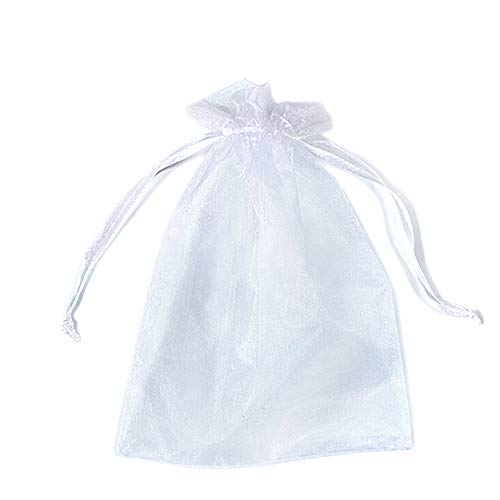 PLECUPE 100 Stück Organzasäckchen 20x30 cm, Organzabeutel Tunnelzug Hochzeit Säckchen, Schmuckbeutel Drawstring Säckchen Beutel für Weihnachten Geschenke Schmuckaufbewahrung Verpacken - Weiß von PLECUPE