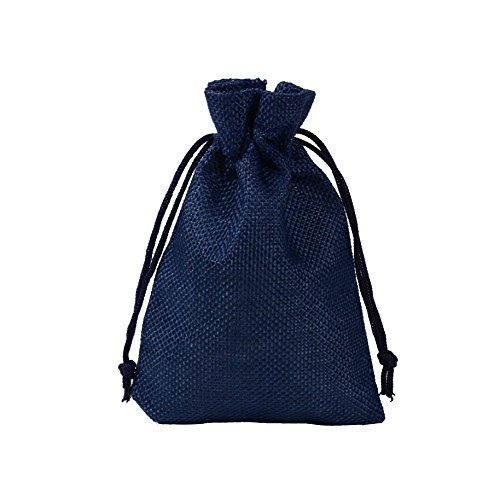 20 Stück 20 x 30cm Leinenbeutel Linen Drawstring Bags Natur Jutesäckchen mit Tunnelzug, PLECUPE Reine Farbe Aufbewahrungs Tasche Einfache Stil Schmuck Tasche mit Drawstring Candy Gift Bags, Marineblau von PLECUPE