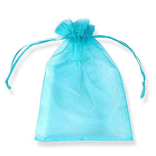 PLECUPE 100 Stück Organzasäckchen, Organzabeutel 20x30 cm, Tunnelzug Hochzeit Säckchen, Schmuckbeutel Säckchen Geschenkbeutel für Weihnachten Geschenke Schmuckaufbewahrung Verpacken - Blau#2 von PLECUPE