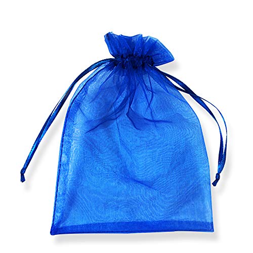 PLECUPE 100 Stück Organzasäckchen, Organzabeutel 20x30 cm, Tunnelzug Hochzeit Säckchen, Schmuckbeutel Säckchen Geschenkbeutel für Weihnachten Geschenke Schmuckaufbewahrung Verpacken - Blau#4 von PLECUPE