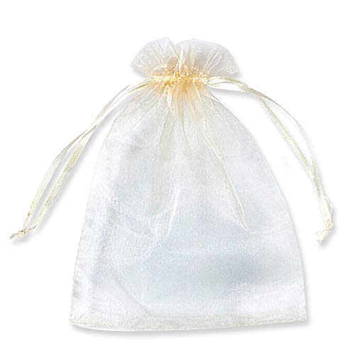 PLECUPE 100 Stück Organzasäckchen, Organzabeutel 30x40 cm, Tunnelzug Hochzeit Säckchen, Schmuckbeutel Säckchen Geschenkbeutel für Geschenke Schmuckaufbewahrung Verpacken - Beige von PLECUPE