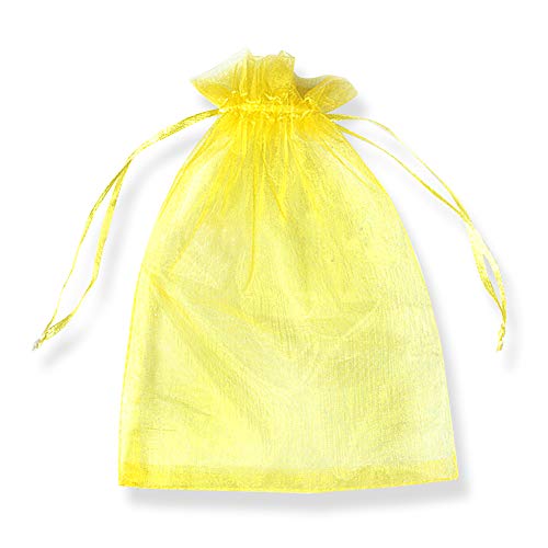 PLECUPE 100 Stück Organzasäckchen Organza Beutel Tunnelzug Hochzeit Säckchen,13 x 18cm Schmuckbeutel Drawstring Organza Bags Säckchen Beutel für Geschenke Schmuckaufbewahrung Verpacken - Gelb von PLECUPE