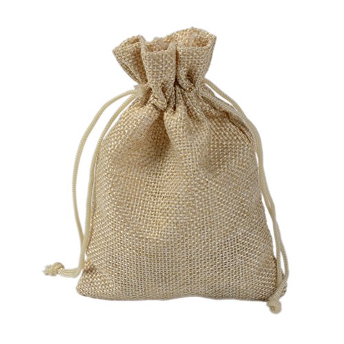 PLECUPE 20 Stück 17 x 23cm Leinenbeutel Linen Drawstring Bags Natur Jutesäckchen mit Tunnelzug, Reine Farbe Aufbewahrungs Tasche Einfache Stil Schmuck Tasche mit Drawstring Candy Gift Bags, Beige#1 von PLECUPE