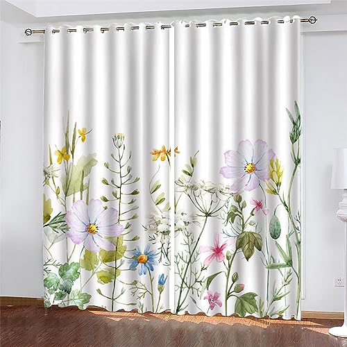 PLEETS Vorhänge Pflanzen und Blumen Verdunkelungsvorhang Ösen Gardinen Wärmegedämmt Vorhänge Blickdicht 2er Set für Jungen Mädchen Kinder Schlafzimmer B140 x H175cm von PLEETS