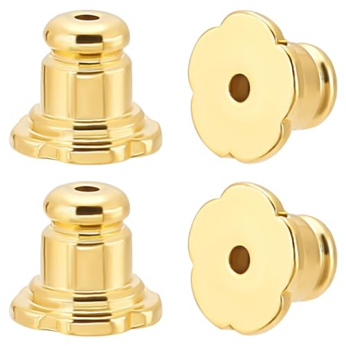 PLIGREAT 10 Stück 18K Ohrringrücken Ersatz Gold Locking Ohrring Rückseiten für Ohrstecker Sichere Ohrringstütze Rückseiten Ersatz für schwere Ohrringe DIY Schmuck Zubehör von PLIGREAT