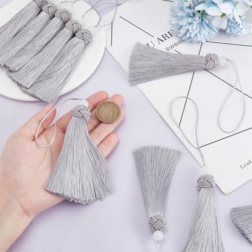 PLIGREAT 10 Stück Quaste 20cm Schlüssel Quaste Perlen Quasten Handwerk Grau Weiche Quaste für DIY Handwerk Zubehör Weihnachtsbaum Dekor Vorhang Home Decoration PLIGREAT 10 Stück Quaste 20cm Schlüssel Quaste Perlen Quasten Handwerk Grau Weiche Quaste für DIY Handwerk Zubehör Weihnachtsbaum Dekor Vorhang Home Decoration von PLIGREAT
