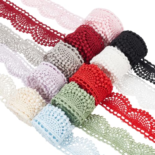 PLIGREAT 10 Yards Bunte Spitze Trim Gewellte Stickerei Spitze 2,1 cm Schmale Venedig Spitze Trim Stickerei Spitzenband zum Nähen Hochzeit Lolita Kostüm Kleidung Dekoration Weihnachten Home Decor von PLIGREAT