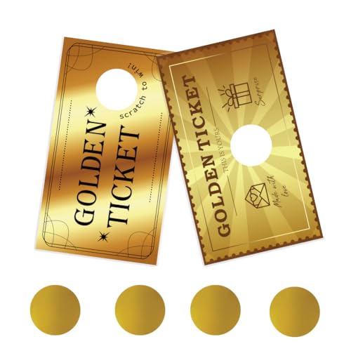 PLIGREAT 120 Packung Golden Ticket Rubbellose Mit Aufklebern Zum Selbermachen Ihrer Eigenen Rubbelkarten Rubbellose DIY Gutscheinkarten Für Kleine Unternehmen Urlaub Brautparty Aktivität Partyzubehör von PLIGREAT