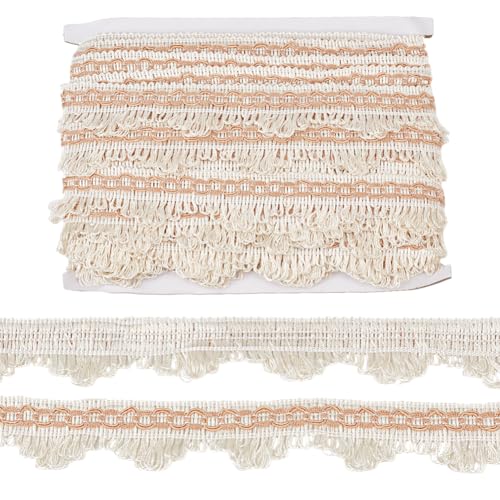 PLIGREAT 15 M Geflecht Trim 3.5 cm breit Basic Fransen Trim Stoff Gimp Braid Trim Band Nähen Polyester für Kostüm DIY Basteln Vorhang Home Decoration (Beige) von PLIGREAT