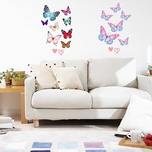 PLIGREAT 18 Stück Bunte Aquarell Schmetterling Wandaufkleber für Kinderzimmer Wohnzimmer Schlafzimmer Wanddekoration Abnehmbare Vinyl Wandaufkleber DIY Home Cabinet Fenster Wand Kunst Dekoration von PLIGREAT