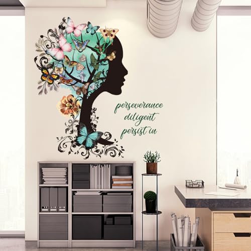 PLIGREAT 2 Blätter Baum Schmetterling Wandtattoos Inspirierendes Zitat Wandaufkleber Abnehmbare Peel and Stick Wanddekoration Vinyl Wandkunst Dekor für Schlafzimmer Wohnzimmer von PLIGREAT