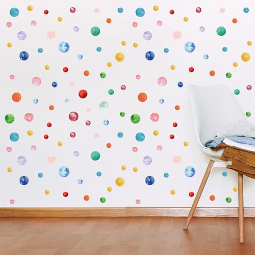 PLIGREAT 2 Blätter bunte Polka Dot Wandaufkleber DIY Boho Runde Kreis abnehmbare Vinyl Aufkleber für Kinderzimmer Schlafzimmer Wohnzimmer Haus Hintergrund Wandkunst Dekoration von PLIGREAT