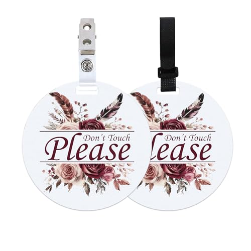 PLIGREAT 2 Sets "Please Don't Touch Stop" Baby-Erinnerungsschilder für Babytrage, Kinderwagen, Babyschale, Dekoration, Kinderwagen, Hängeschild, Hängeschild, Blumen-Feder-Muster, berührendes von PLIGREAT