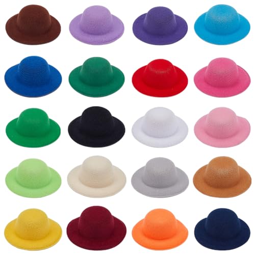 PLIGREAT 20 Stück Mini formelle Hüte bunte Miniatur Filzhüte für Basteln Miniatur Zylinder Mini Haustier Hüte Party Dekor Zubehör Weihnachtsschmuck DIY Handwerk Haarschmuck dekorieren von PLIGREAT