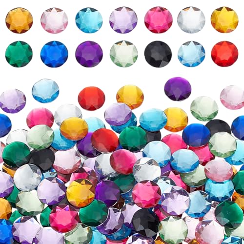 PLIGREAT 210 Stück bunte flache Rückseite runde Acryl Strasssteine 25 mm runde Acryl Glitter Edelsteine DIY flache Rückseite Strasssteine Kristalle für Modeschmuck Handwerk Herstellung (14 Farben) von PLIGREAT