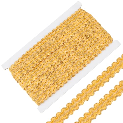 PLIGREAT 26 Yards/24 m Gold Geflecht Trim Spitze Band Zopf Trim Scroll Gimp Braid Trim zum Nähen DIY Handwerk Zuhause Dekorative Blume Band Kleidungsstücke Trim Dekoratives Zubehör von PLIGREAT