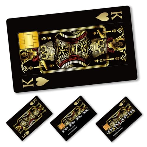 PLIGREAT 4 Stück Kreditkarten Skin Aufkleber Halloween Skull Poker Card Skin Cover Kratzfest Abnehmbare Debitkarte Aufkleber Schlanke Wasserdichte Anti-Falten-Vinyl-Aufkleber für die Kartendekoration von PLIGREAT