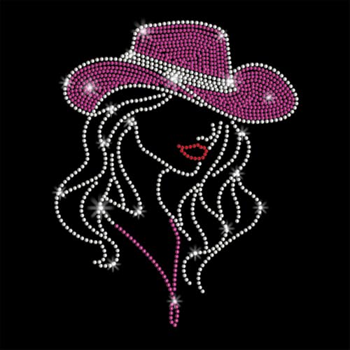 PLIGREAT Glitter Sexy Lady Muster Strass Bügeleisen auf Boho Blume Hotfix Strass Patches Bügeln auf Transfers Strass Kleidung Patch für DIY Jacke Jeans Mode Frauen T Shirt DIY Verzierung von PLIGREAT