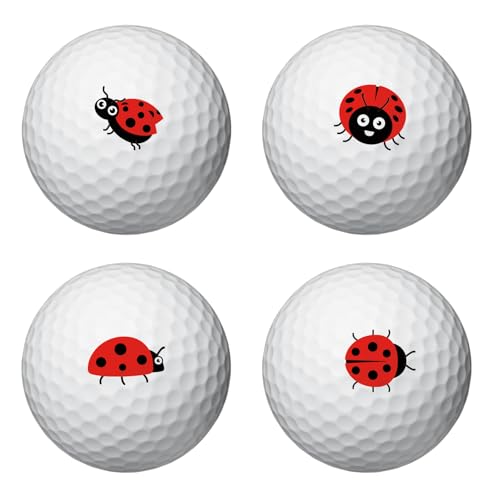 PLIGREAT Marienkäfer Golfball Marker 2 Blatt Rot Marienkäfer Golfball Markierungsaufkleber für die Identifizierung von Golfbällen Golfball Anpassen Marker Golfer Geschenk Golfzubehör, 16 Stück/Blatt von PLIGREAT