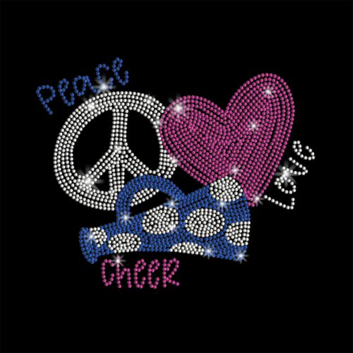 PLIGREAT Peace Love Aufbügler Strasssteine Mit Herz Muster Zum Aufbügeln Selbstklebende Strass Aufnäher Für Kleidung Für Jacken Jeans Hüte Hotfix Strass Aufnäher Damen Herren T Shirts DIY Verzierung von PLIGREAT