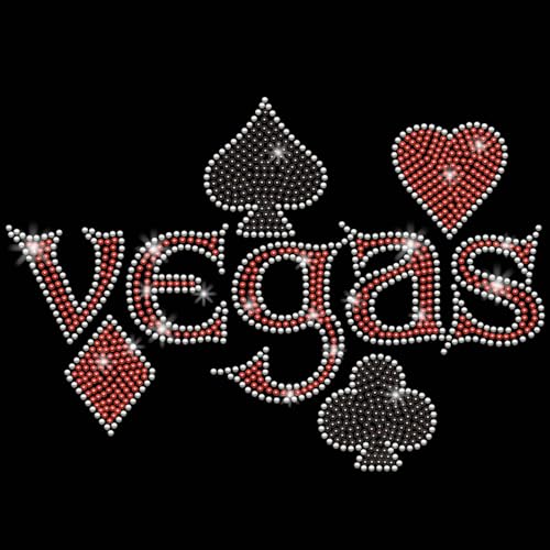 PLIGREAT Poker Muster Strass Aufbügeln Hotfix Bling Vegas Strass Klebstoff Kleidung Patch für Weste Jacken Jeans T-Shirt Rucksack Hut Bügeln Transfer Patches Klebeapplikation Mode Kleidung DIY Dekor von PLIGREAT