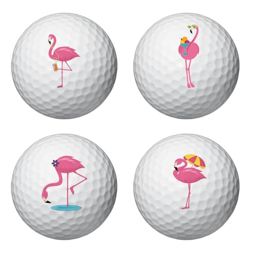 PLIGREAT Rosa Flamingo Golfball Marker 20 Stück tropisches Thema Golfball Markierung Aufkleber für die Identifizierung von Golfbällen 2 Blatt Golfball Anpassen Marker Golfer Geschenk Golfzubehör von PLIGREAT