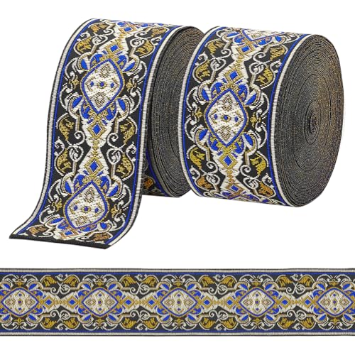 PLIGREAT Vintage Jacquard Band 7m Emobridered gewebtes Band Stoff Blumenbesatz Fransen Boho Nähband Dekor Trim zum Nähen Basteln Ramadan Kleidung Accessoires DIY Hut Dekoration von PLIGREAT