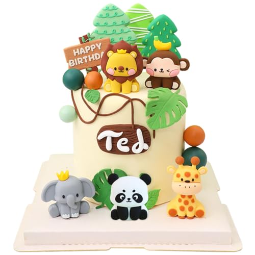 Tiere Tortendeko,6 Stück Kuchendeko Tiere,Happy Birthday Tortendeko Tiere Geburtstagstorte Dekoration figure für Kinder Junge Mädchen Geburtstag Dusche Party Supplies von PLLBMXTI