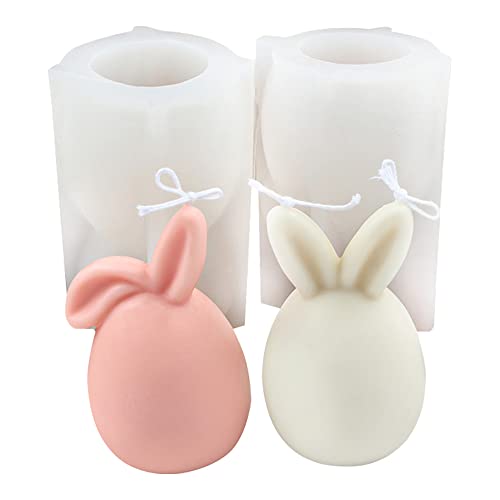 PLLYPE Silikonformen Gießformen Ostern, 2 Stücke Ostern Kaninchen Silikonform, Osterhase Silikonform, 3D Kaninchen Gießform Ostern, für DIY Seife, Kerzen, Ostergeschenke von PLLYPE