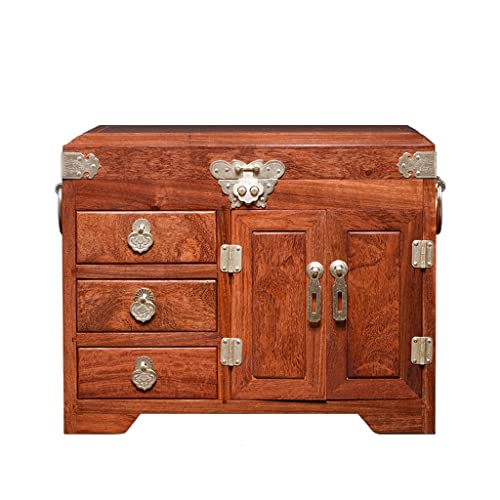 PLMNBQWE Schmuck-Organizer-Box, Mahagoni-Schmuckschatulle, Holz-Ankleidebox, Schatzkiste, Aufbewahrungsbox für Ohrringe, Schmuckhalter, Organizer von PLMNBQWE