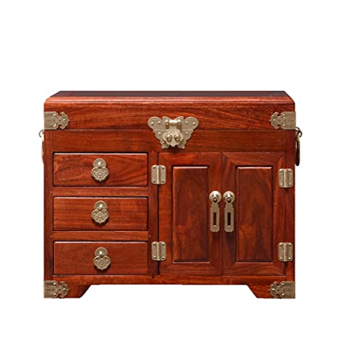 PLMNBQWE Schmuck-Organizer-Box, Mahagoni-Schmuckschatulle, Holz-Ankleidebox, Schatzkiste, Aufbewahrungsbox für Ohrringe, Schmuckhalter, Organizer von PLMNBQWE