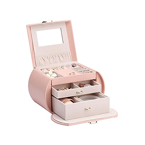 Schmuck-Organizer-Box, multifunktionale Massen-Schmuckschatulle mit Spiegel, hochwertige, exquisite Schmuck-Aufbewahrungsbox, Schmucketui für Frauen und Mädchen, luxuriöse Geschenk-Schmuck-Aufbewahrun von PLMNBQWE