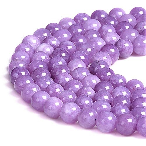 PLTbeads Wunderschöne lila gefärbte Jade natürliche Edelstein lose Perlen 6 mm glatt rund ca. 38,1 cm DIY Armband Halskette für Schmuckherstellung von PLTbeads