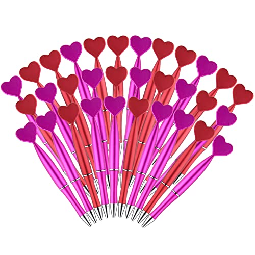 PLULON 32 Stück Valentinsstifte in Herzform Neuheit Kugelschreiber 1 mm schwarze Geltinte Tintenroller Hübsche Bürostifte für Valentinstag Party Favor Student Teacher School Supplies von PLULON