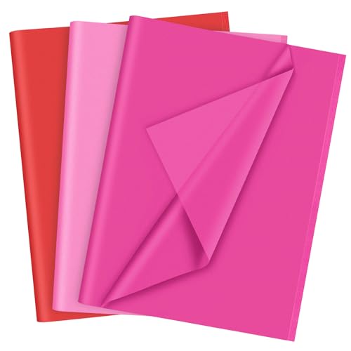 PLULON 60 Blatt Rot und Rosa Seidenpapier Bulk, Geschenkpapier Seidenpapierbögen zum Verpacken von Geburtstagsgeschenkpapier Geburtstag Hochzeit Urlaub Papier Blume von PLULON