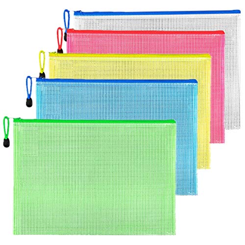 PLUS PO Reißverschlusstasche Für Dokument Speicherung Kunststoff Brieftaschen a4 Für Schule Büro Ordner Mit Kunststoff Brieftaschen mix5pcs von PLUS PO