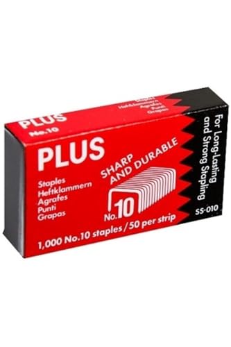 PLUS Japan, Qualitätsheftklammern No. 10, 1er Pack (1x 20.000 Klammern) von PLUS