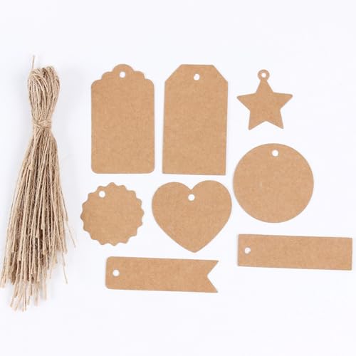 80Pcs Kraftpapier Etiketten Tags und Schnur, Braune Leere Etiketten, Geschenk Kraftpapier Etiketten Braun Preis Tags Kraftgepäck Tags Craft Etiketten von PLUSHCEWT