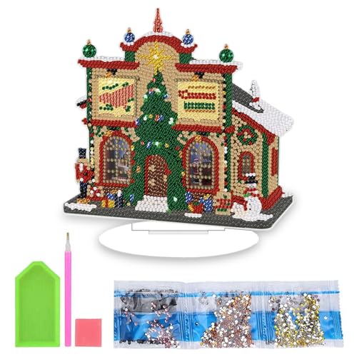 Diamond Painting Weihnachten,Doppelseitig Voll Diamond Painting Tischdeko,5D-Diamant-Kunst-Ornamente Christmas House,Diamant Malerei Bastelset Bastelset Weihnachten Erwachsene von PLUSHCEWT