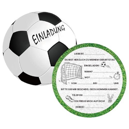 PLUSHCEWT 12 x Fussball Einladungskarten Kindergeburtstag, 10.5cm Fussball Einladungskarten Fußball Theme Party Einladungen Kinder Geburtstag Party Fußball Einladungen Einladungen Coole Fußball Einla von PLUSHCEWT