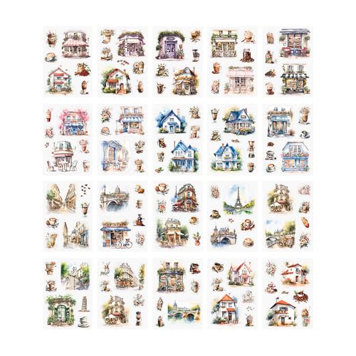 PLUSHCEWT 20 Blatt Scrapbook Aufkleber Gartenblick Aufkleber Vintage Scrapbook Papier PET Ästhetik Journal Aufkleber für Scrapbooking-Zubehör (B) von PLUSHCEWT