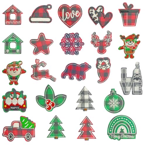 PLUSHCEWT 23Pcs Weihnachten Patches Stickerei, Gestickte Applikationen, Patches Gestickte Applikationen Weihnachten Kostüm Dekoration DIY Zubehör von PLUSHCEWT